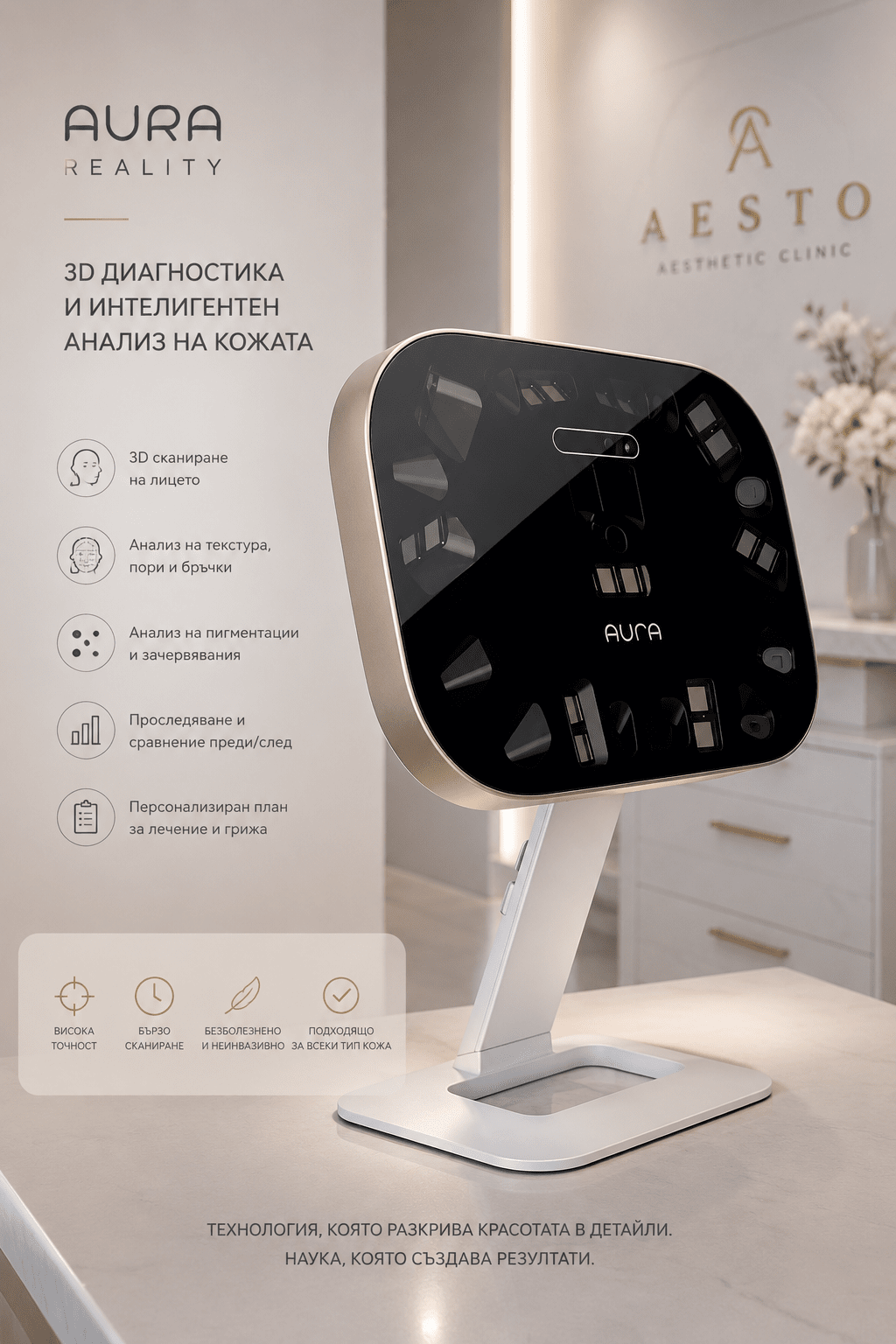 Първо посещение – Aura Reality анализ на кожата, Laser Genesis, DuoGlide